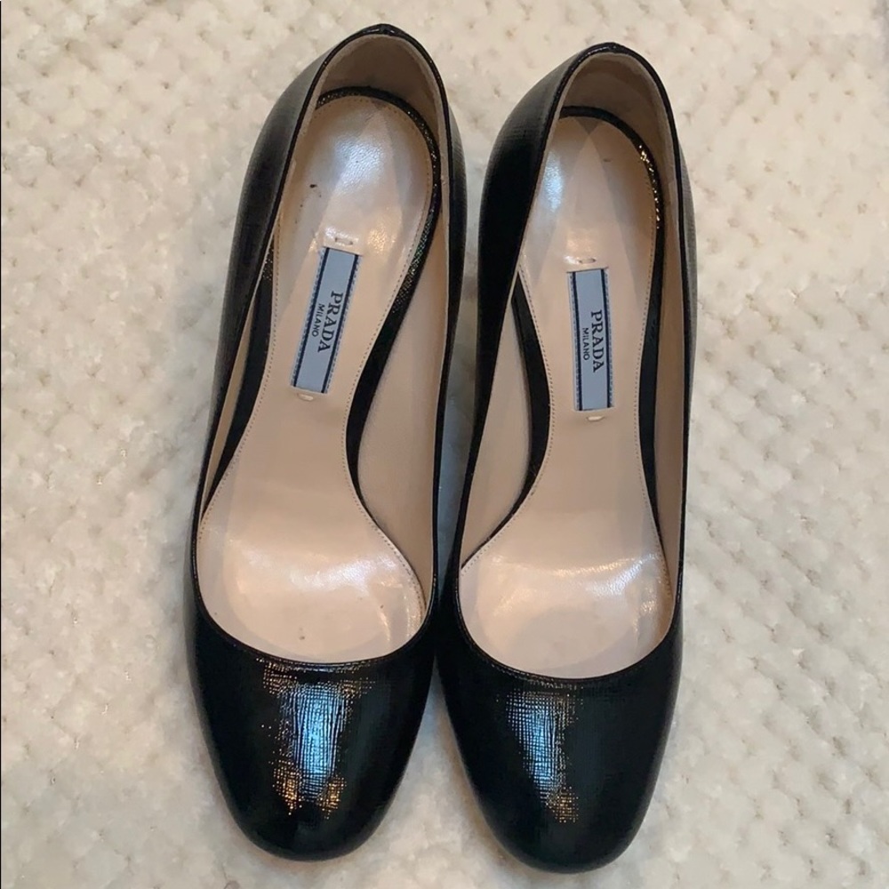 Prada Black Leather Platform Pumps
